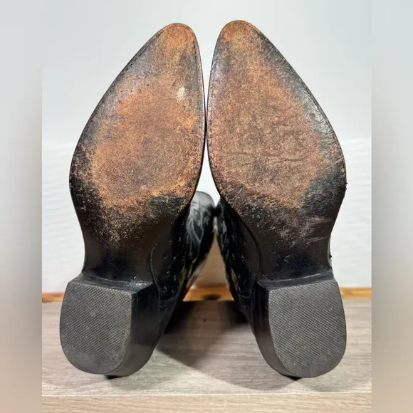 Men’s Black Jack Full Quill Ostrich Cowboy Boots Size 6.5 A (narrow) Made In USA