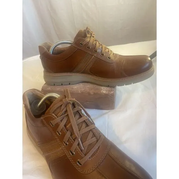 Men's Clarks Unstructured Ramble Go Brown Leather Shoes-Size 10 1/2‎ W-Very Nice