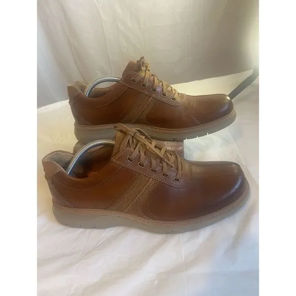 Men's Clarks Unstructured Ramble Go Brown Leather Shoes-Size 10 1/2‎ W-Very Nice
