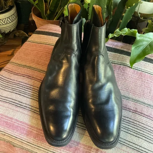 Men’s Custom Scarpe Di Bianco Monk Strap Chelsea Boots Black Leather