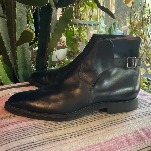 Men’s Custom Scarpe Di Bianco Monk Strap Chelsea Boots Black Leather