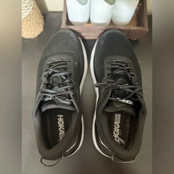 Men’s HOKA Black and White Running Shoes Size 12 2E (wide)