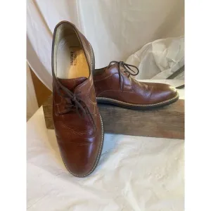 Men's Johnston &amp; Murphy Sheepskin Tabacco Brown Lace Up Plain Toe Shoes-Size 11M