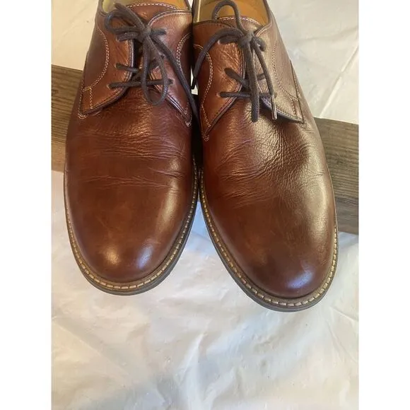 Men's Johnston &amp; Murphy Sheepskin Tabacco Brown Lace Up Plain Toe Shoes-Size 11M