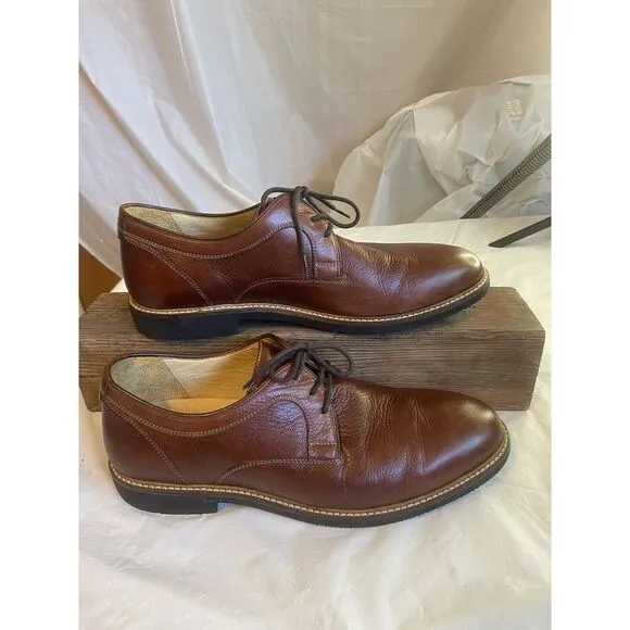 Men's Johnston &amp; Murphy Sheepskin Tabacco Brown Lace Up Plain Toe Shoes-Size 11M