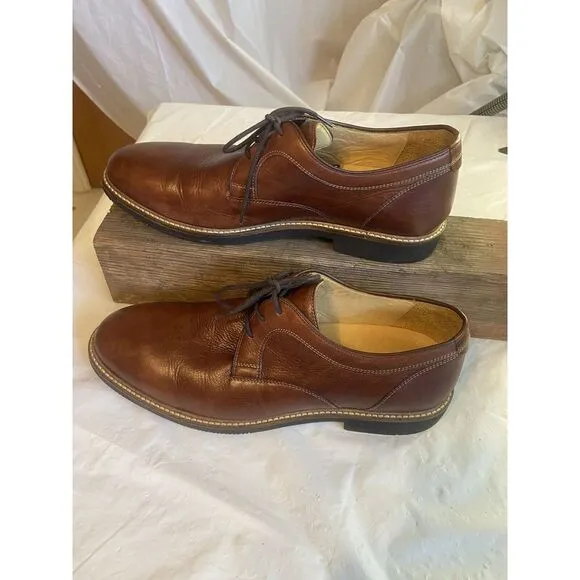 Men's Johnston &amp; Murphy Sheepskin Tabacco Brown Lace Up Plain Toe Shoes-Size 11M