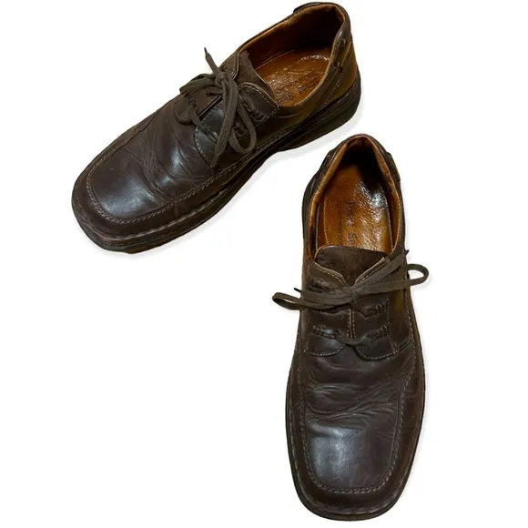 Men’s Josef Seibel Chocolate Brown Leather Oxford Lace-Up Shoe, Size 43 or 9 1/2