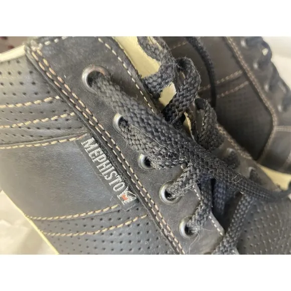 Men's Mephisto Hero Perorated Black Leather Run Off Air Jet Sneakers-Size 10