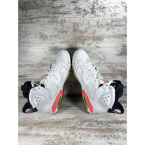 Men's Nike Air Jordan 6 Retro White Infrared Sneakers Sz 10