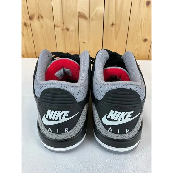 Men's Nike Jordan 3 Retro Black Cement Shoes- Size 11-Black/Red
