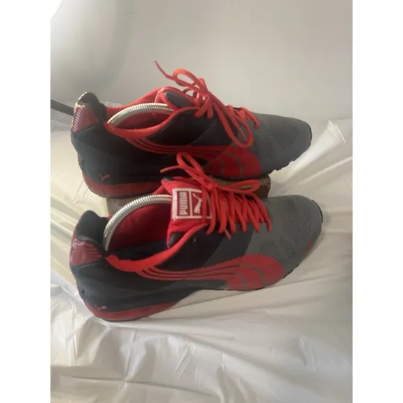 Men's Puma Cell Hiro Classic Running Shoe Gray/Blk/Red-Size 10-Excellent Cond.