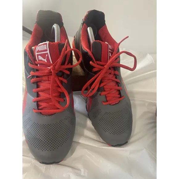 Men's Puma Cell Hiro Classic Running Shoe Gray/Blk/Red-Size 10-Excellent Cond.