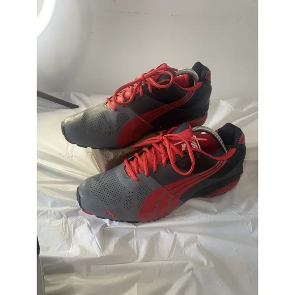 Men's Puma Cell Hiro Classic Running Shoe Gray/Blk/Red-Size 10-Excellent Cond.