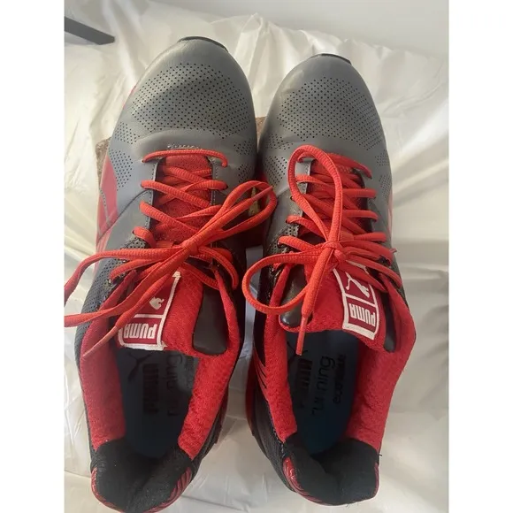 Men's Puma Cell Hiro Classic Running Shoe Gray/Blk/Red-Size 10-Excellent Cond.