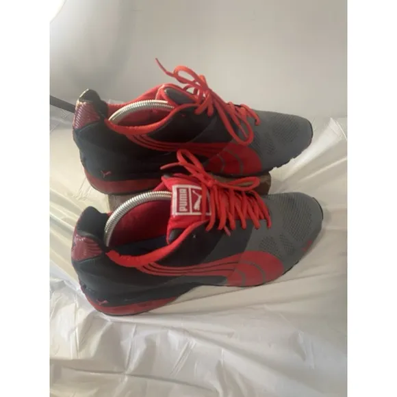Men's Puma Cell Hiro Classic Running Shoe Gray/Blk/Red-Size 10-Excellent Cond.