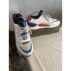 Men's Puma RS-O Sound Play Leather White, Blue, Red Lace Up Shoes‎ Size 11.5