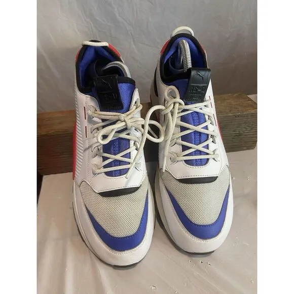 Men's Puma RS-O Sound Play Leather White, Blue, Red Lace Up Shoes‎ Size 11.5