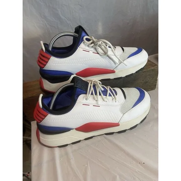 Men's Puma RS-O Sound Play Leather White, Blue, Red Lace Up Shoes‎ Size 11.5