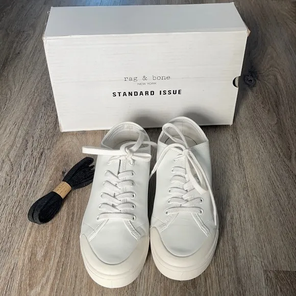 Men’s Rag &amp; Bone Standard Issue White Lace Up Shoes Size 8