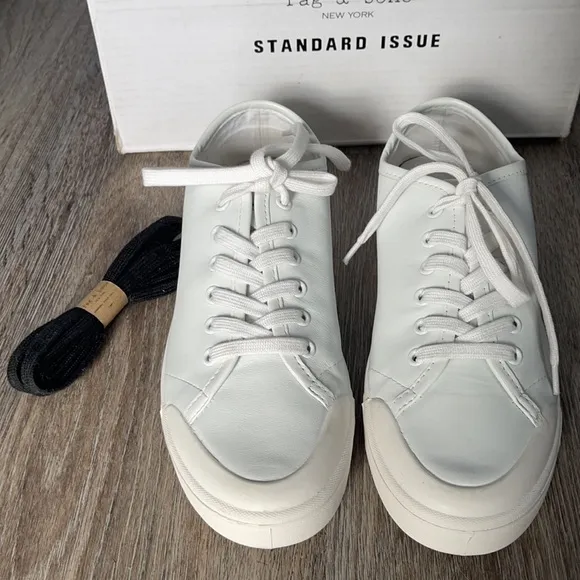 Men’s Rag &amp; Bone Standard Issue White Lace Up Shoes Size 8