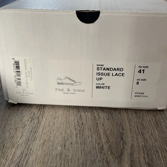 Men’s Rag &amp; Bone Standard Issue White Lace Up Shoes Size 8