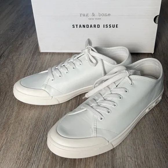 Men’s Rag &amp; Bone Standard Issue White Lace Up Shoes Size 8