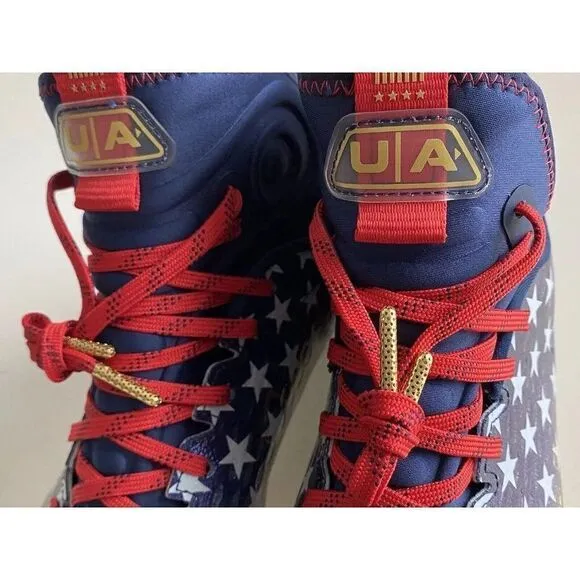 Men's Sz 10 Under Armour Spotlight Lux MC LE USA Football Cleats 3025366-100