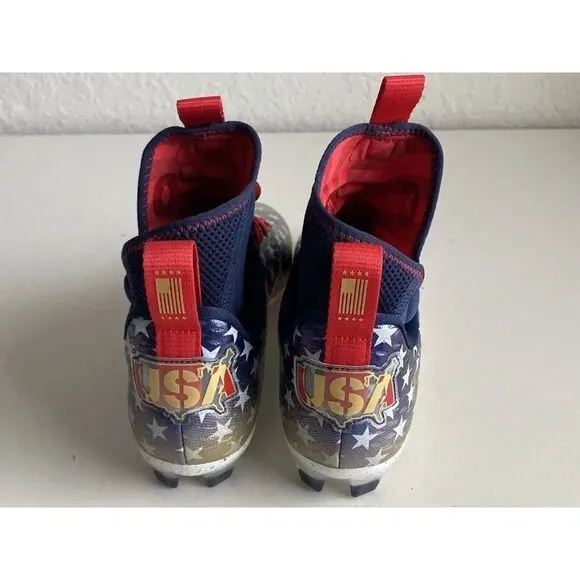 Men's Sz 10 Under Armour Spotlight Lux MC LE USA Football Cleats 3025366-100