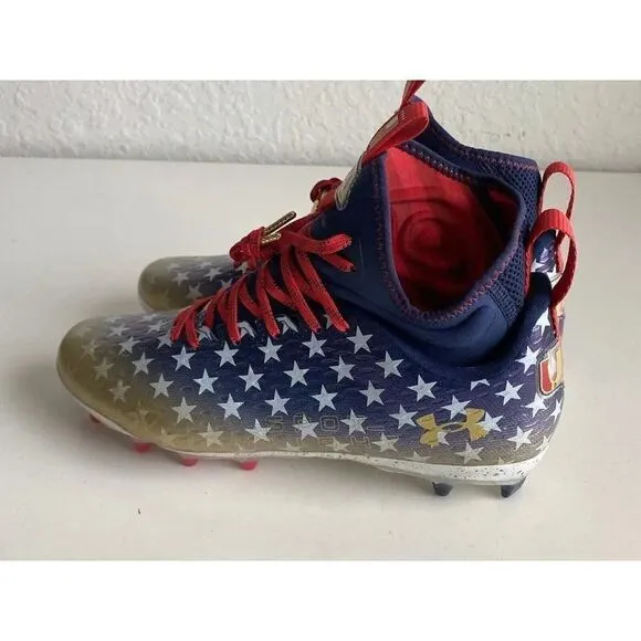 Men's Sz 10 Under Armour Spotlight Lux MC LE USA Football Cleats 3025366-100
