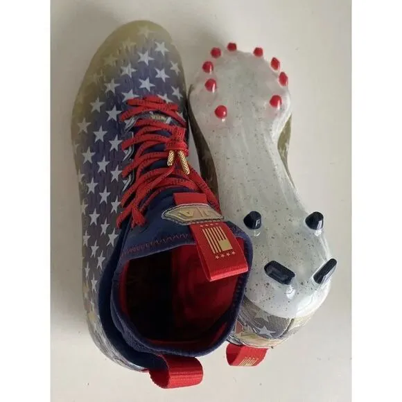 Men's Sz 10 Under Armour Spotlight Lux MC LE USA Football Cleats 3025366-100
