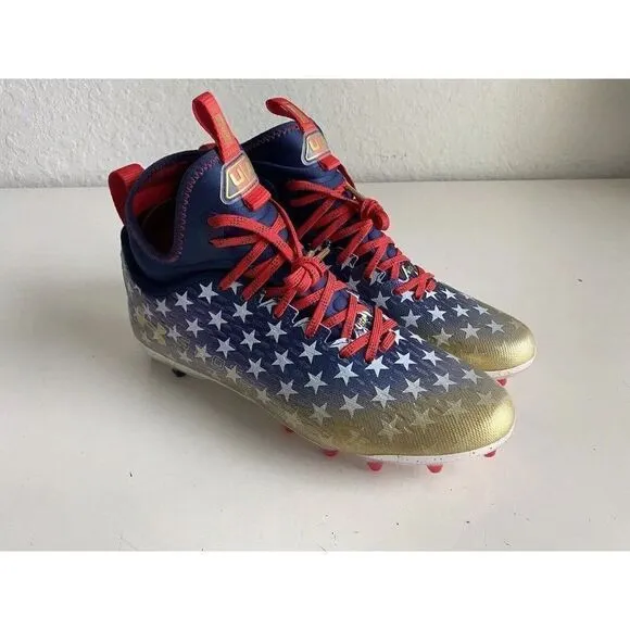 Men's Sz 10 Under Armour Spotlight Lux MC LE USA Football Cleats 3025366-100