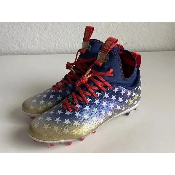 Men's Sz 10 Under Armour Spotlight Lux MC LE USA Football Cleats 3025366-100