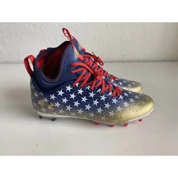 Men's Sz 10 Under Armour Spotlight Lux MC LE USA Football Cleats 3025366-100