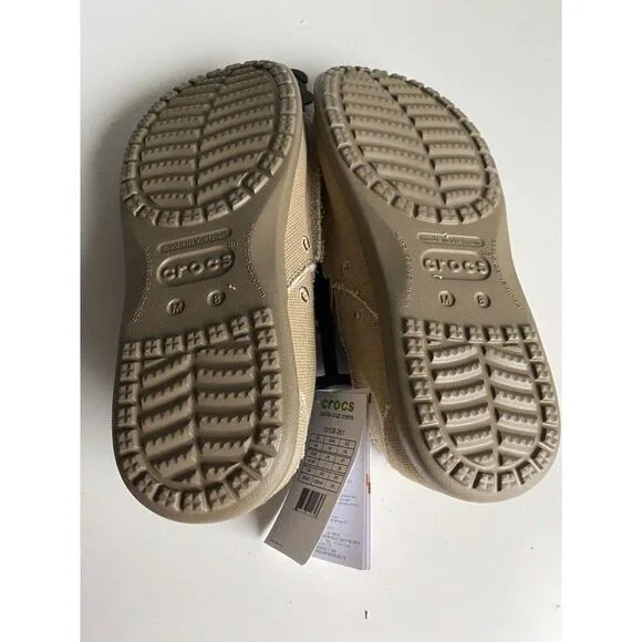 Men’s Sz 8 Crocs Santa Cruz Loafer Slip On Shoes Canvas Khaki 10128-261 NEW