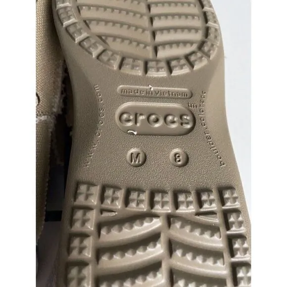 Men’s Sz 8 Crocs Santa Cruz Loafer Slip On Shoes Canvas Khaki 10128-261 NEW