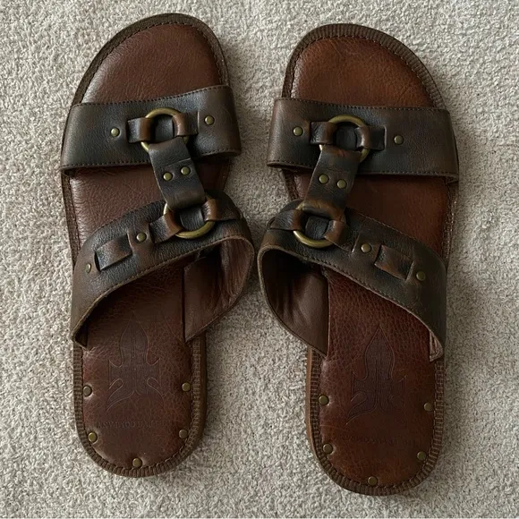 Men’s The Frye Company 11.5 The Parker Slide Brown leather Sandals