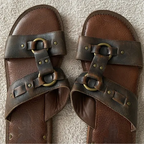 Men’s The Frye Company 11.5 The Parker Slide Brown leather Sandals