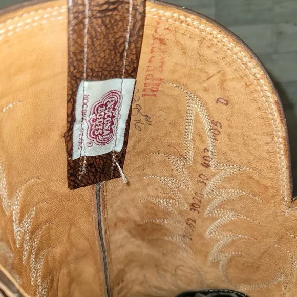 Men's Vintage Nocona Western Brown Full Kangaroo Leather Cowboy Boots Size 10.5