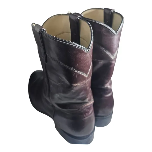Mens Vintage Texas Brand Brown Leather Roper Cowboy Boots 11 EE