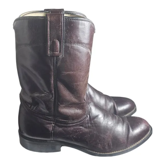 Mens Vintage Texas Brand Brown Leather Roper Cowboy Boots 11 EE