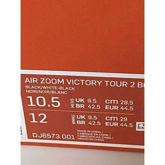Men’s Size 10.5 Nike Air Zoom Victory Tour 2 BOA Golf Shoes Black DJ6573-001 NEW