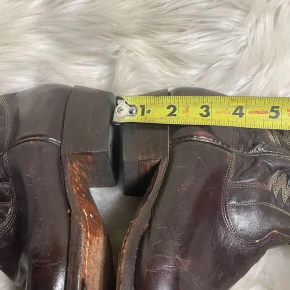 Mens Vintage Christobal Romero Brown Bullhide Cowboy Boots Size 8
