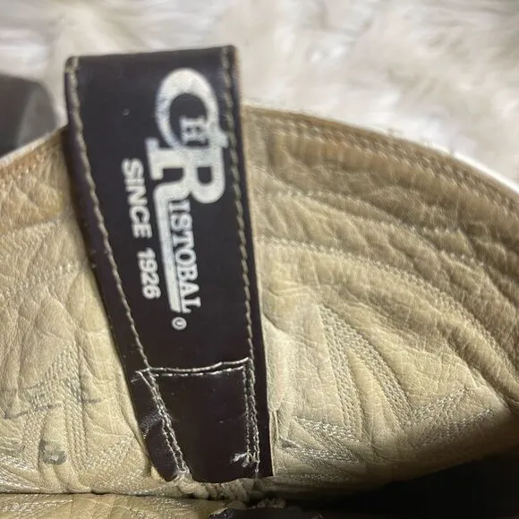 Mens Vintage Christobal Romero Brown Bullhide Cowboy Boots Size 8