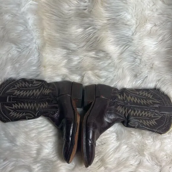 Mens Vintage Christobal Romero Brown Bullhide Cowboy Boots Size 8