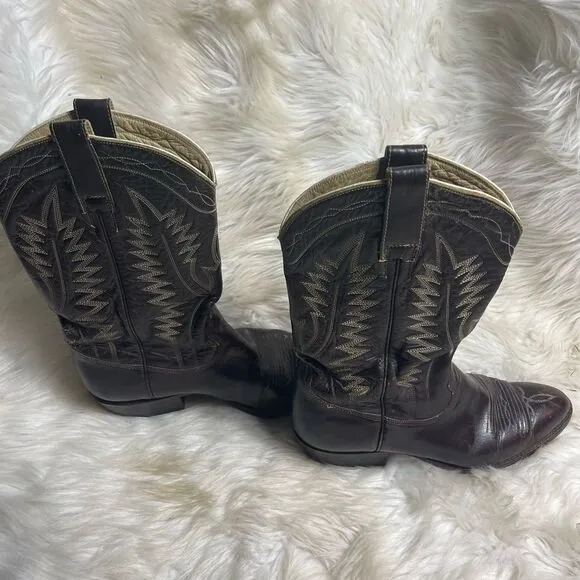 Mens Vintage Christobal Romero Brown Bullhide Cowboy Boots Size 8
