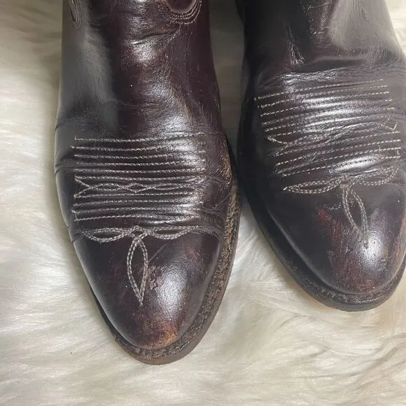Mens Vintage Christobal Romero Brown Bullhide Cowboy Boots Size 8