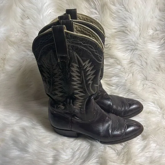 Mens Vintage Christobal Romero Brown Bullhide Cowboy Boots Size 8