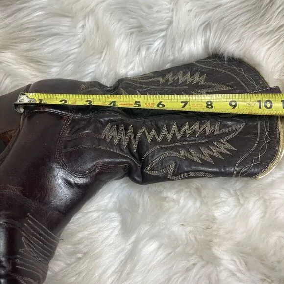 Mens Vintage Christobal Romero Brown Bullhide Cowboy Boots Size 8