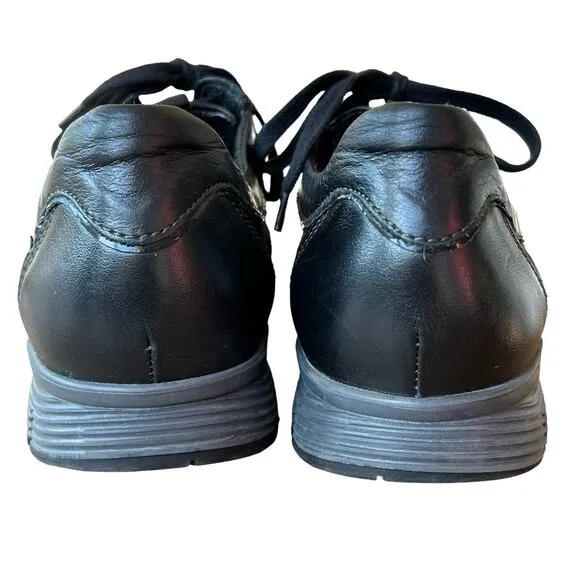 Mephisto Yael Sneakers Shoes Women US 8.5 Black Metallic Low Top Lace Up Leather