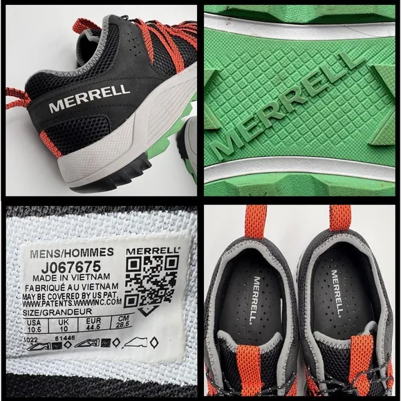 Merrell Shoes Mens Wildwood Aerosport Outdoors Size 10.5 Black/Tangerine J067675